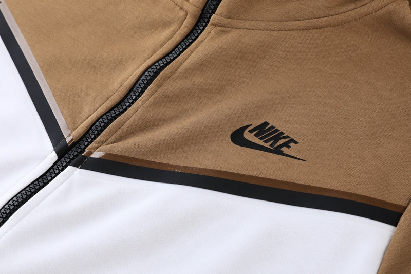 Kit Conjunto Nike Tech Fleece - Jaqueta e Calça- Caramelo/Branca