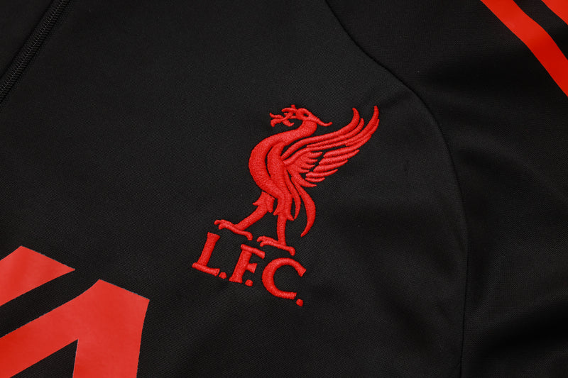 Conjunto de Treino Half Ziper Liverpool 2025/26 - Adidas Jaqueta + Calça - Preta/Vermelha
