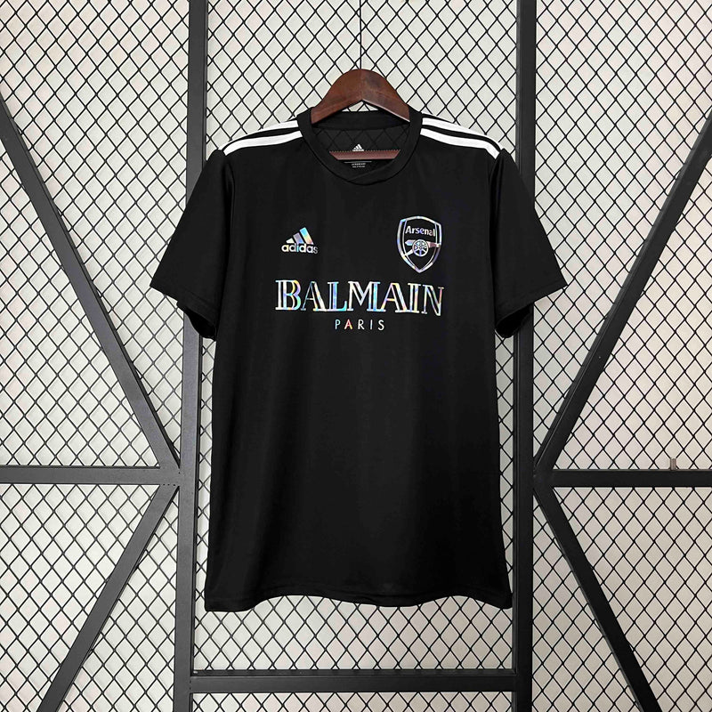 Camisa Arsenal Edição Especial Balmain 2023/24 - Adidas Torcedor Masculina - Refletivel - Preta