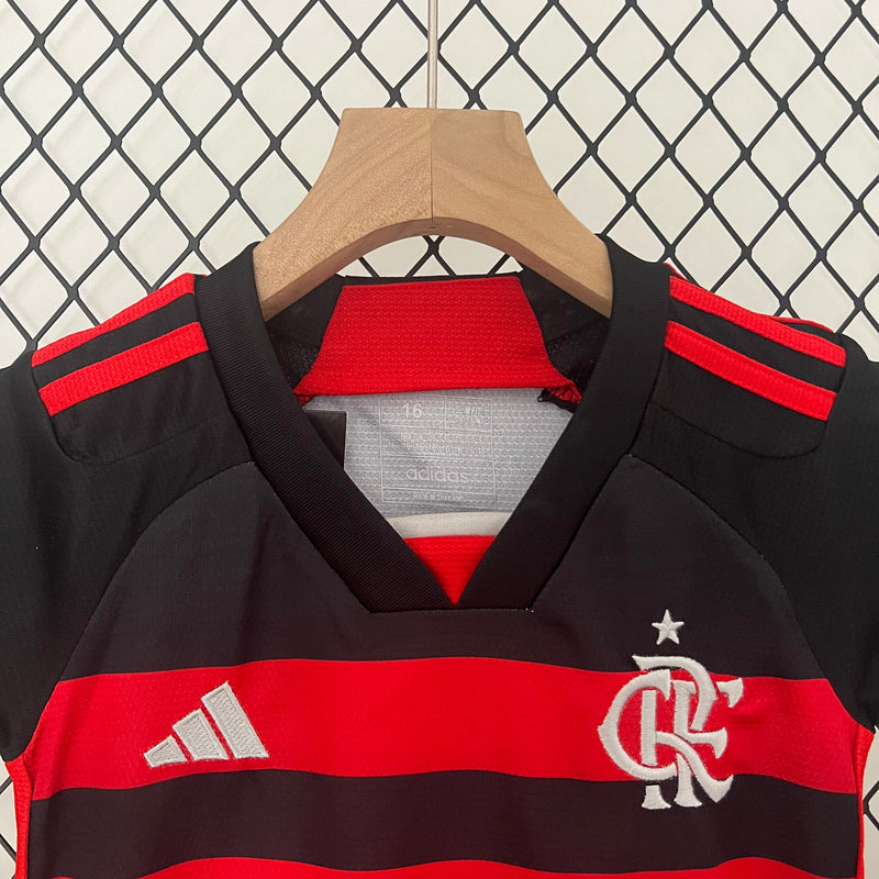 Kit Infantil Flamengo Home 2024/25 - Adidas Torcedor - Vermelha/Preta