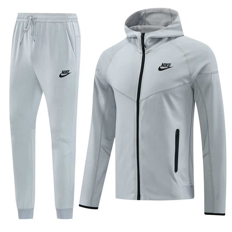 Kit Conjunto Nike Tech Fleece - Jaqueta e Calça- Cinza/Preta
