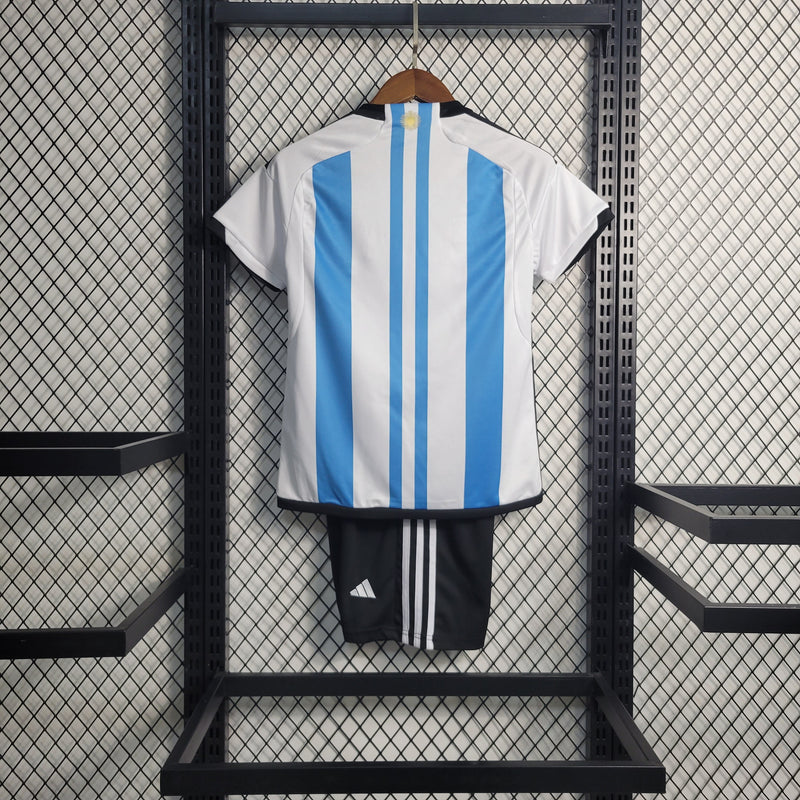 Kit Infantil Seleção Argentina Home 2022/23 - Adidas Torcedor - Azul/Branca