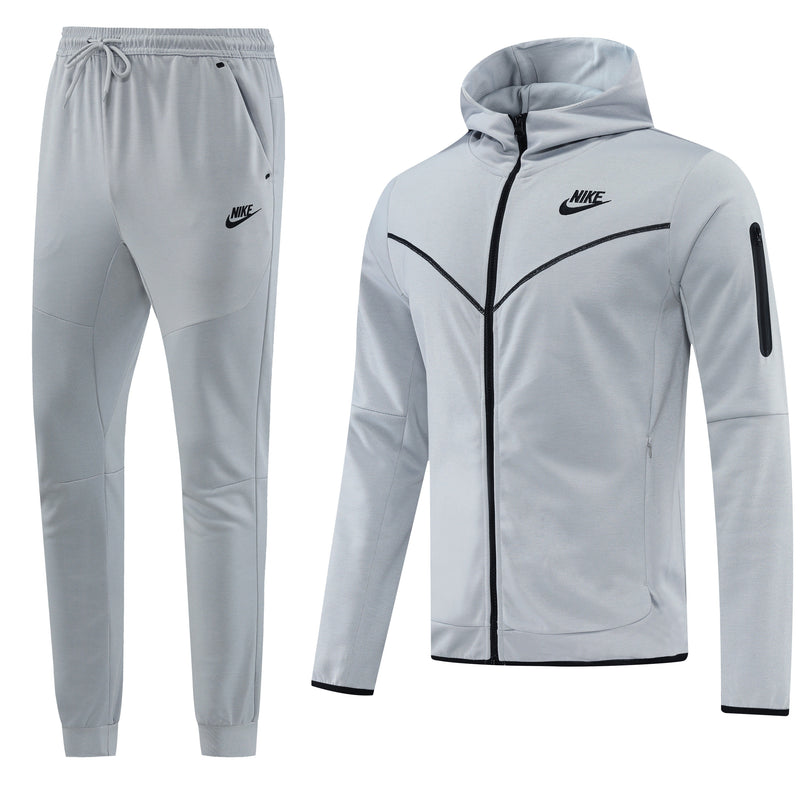 Kit Conjunto Nike Tech Fleece - Jaqueta e Calça- Cinza/Preta