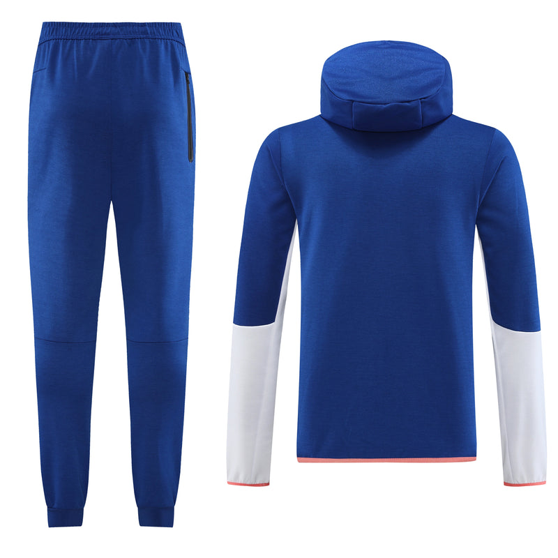 Kit Conjunto Nike Tech Fleece - Jaqueta e Calça- Azul/Branca