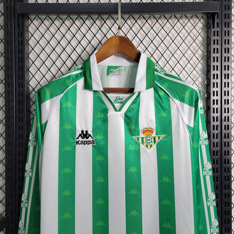 Camisa Real Betis Manga Longa 1995/97 - Kappa Retrô Masculina - Verde/Branca