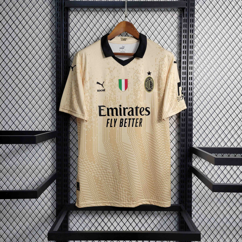 Camisa AC Milan 2023/24 - Puma Torcedor Masculina - Bege/Preta