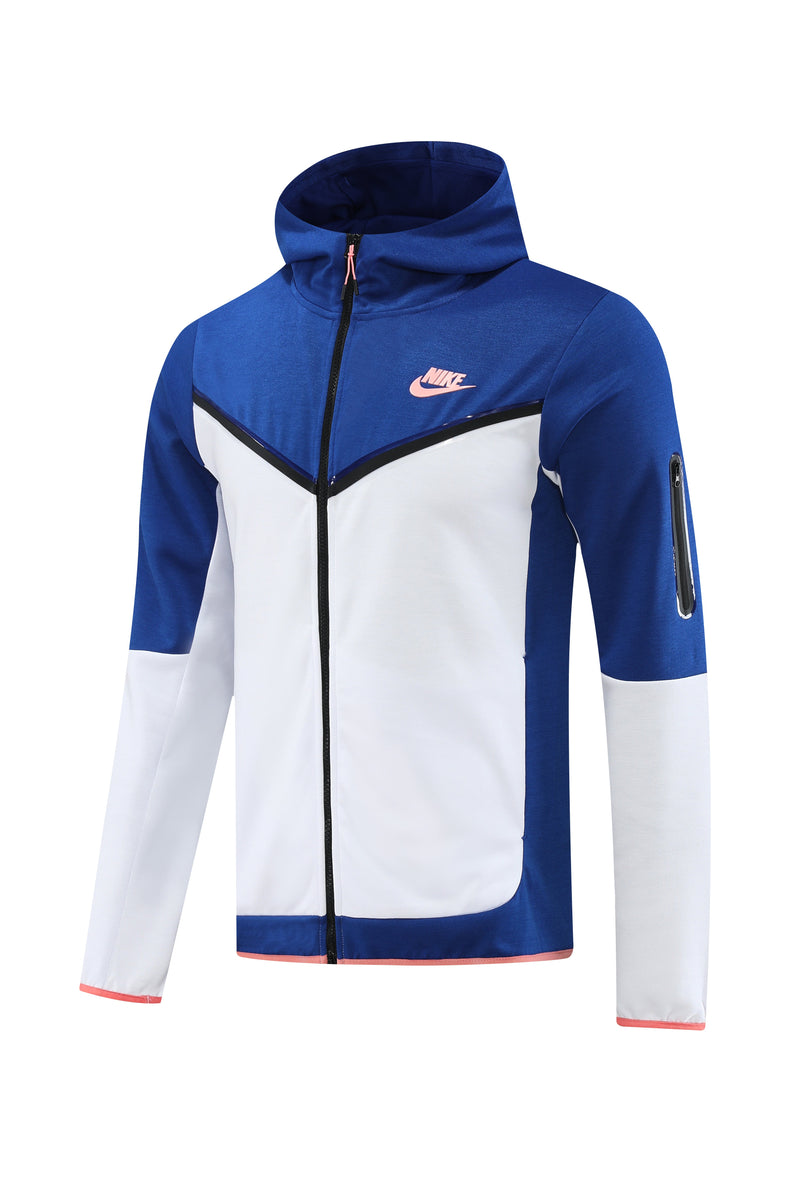 Kit Conjunto Nike Tech Fleece - Jaqueta e Calça- Azul/Branca