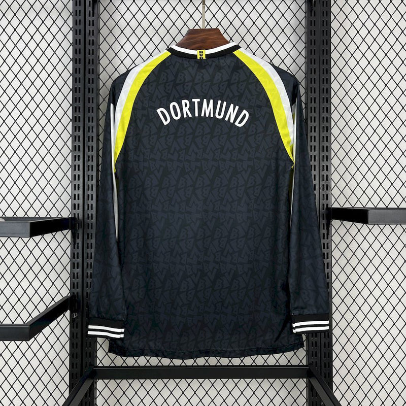 Camisa Manga Longa Borussia Dortmund Away 1995/96 - Nike Retrô Masculina - Preta/Amarela