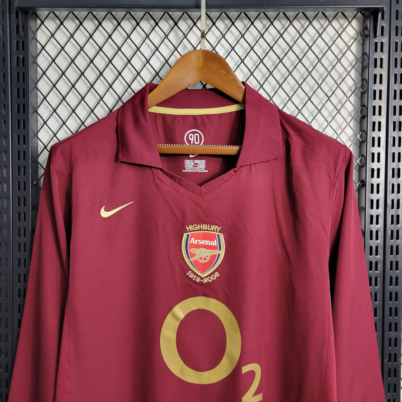 Camisa Manga Longa Arsenal 2005/06 - Nike Retrô Masculina - Bordo/Dourada