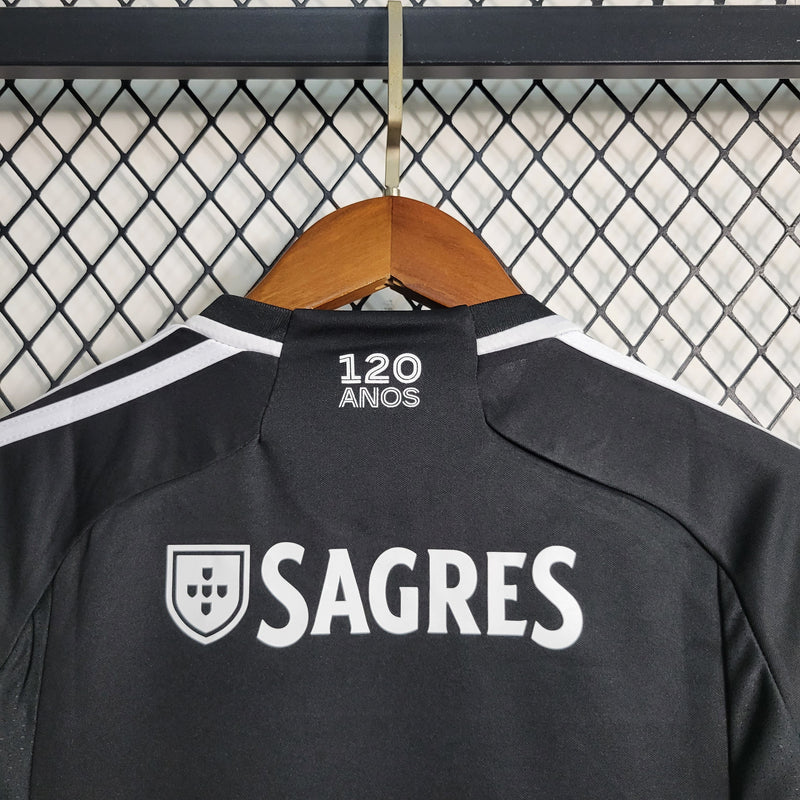 Kit Infantil Benfica Away 2023/24 - Adidas Torcedor - Preta
