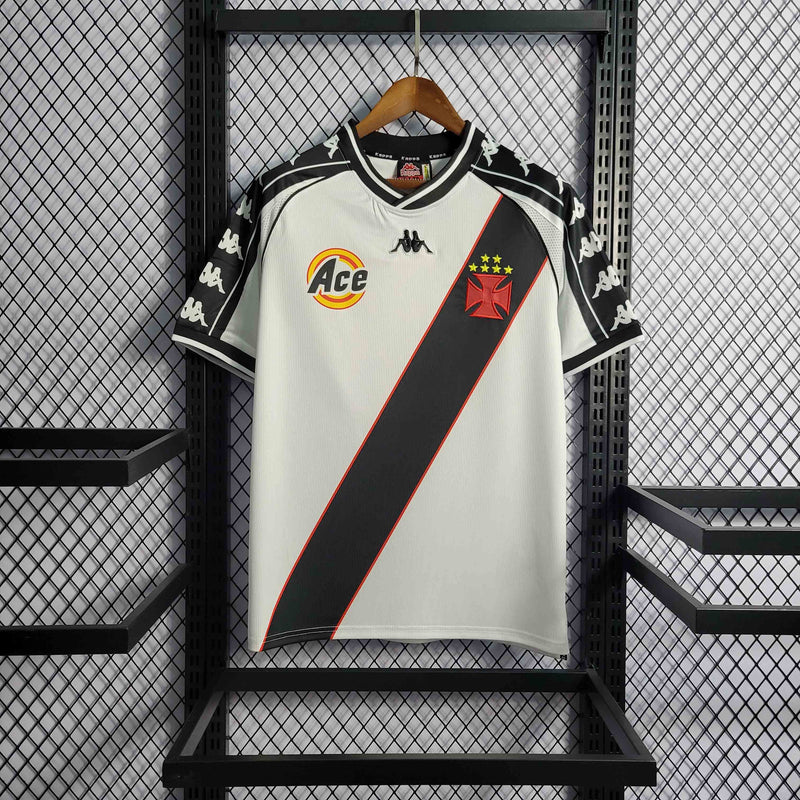 Camisa Vasco da Gama Away 2000/01 - Kappa Retrô Masculina - Branca/Preta