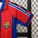 Conjunto Kit Infantil Barcelona Home 1995/97 - Kappa Retrô - Vermelha/Azul