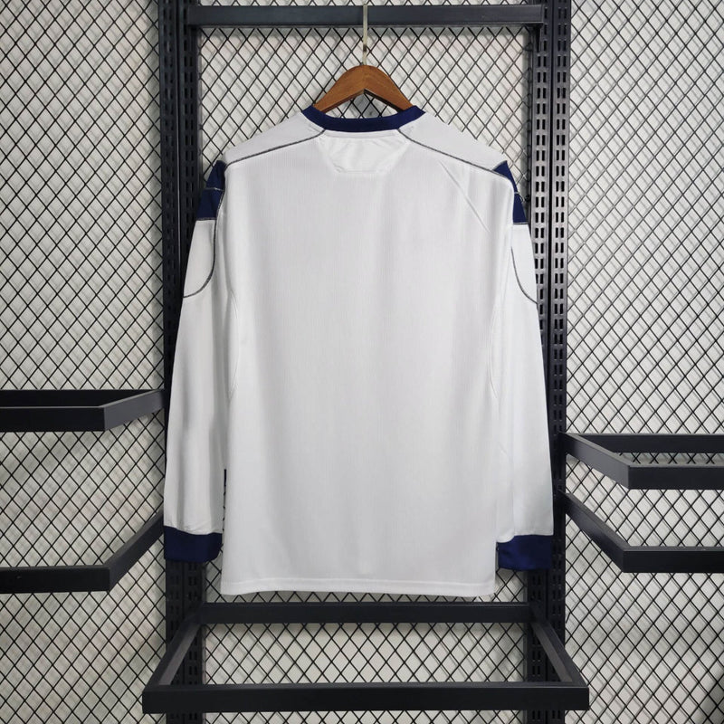 Camisa Manga Longa Manchester United Away 1999/00 - Umbro Retrô Masculina - Branca/Preta