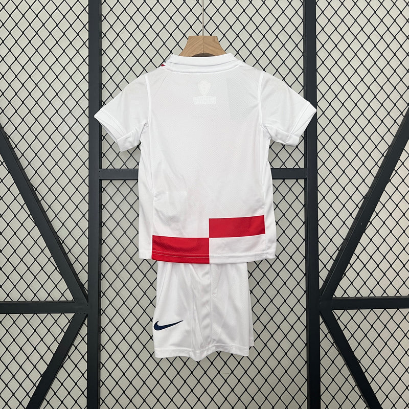 Kit Infantil Seleção Croácia Home 2024/25 - Nike Torcedor - Branca/Vermelha