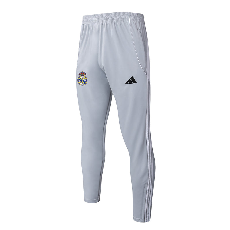 Conjunto Half Ziper Real Madrid 2025/26 - Adidas Jaqueta + Calça - Branca/Cinza