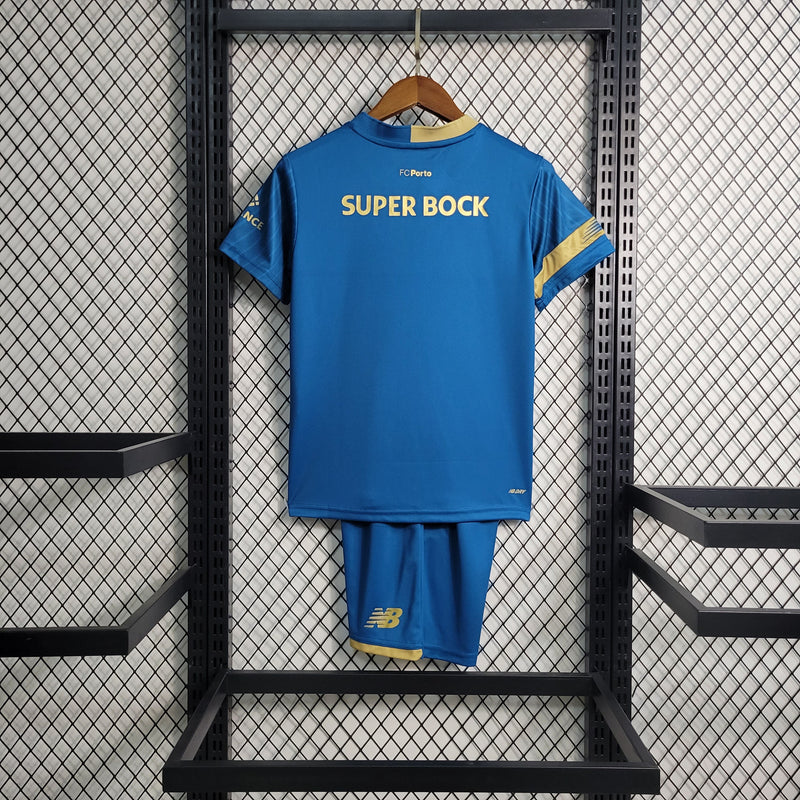 Kit Infantil Porto Third 2023/24 - New Balace Torcedor - Azul/Dourada