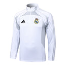 Conjunto Half Ziper Real Madrid 2025/26 - Adidas Jaqueta + Calça - Branca/Cinza
