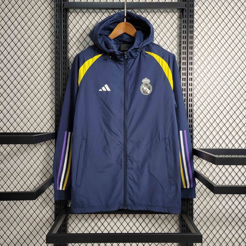 Jaqueta Corta Vento Real Madrid Adidas - Azul/Amarela