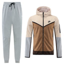 Kit Conjunto Nike Tech Fleece - Jaqueta e Calça- Marrom/Cinza