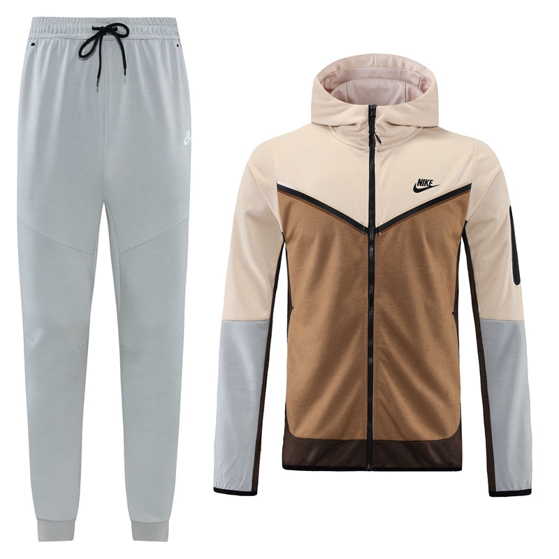 Kit Conjunto Nike Tech Fleece - Jaqueta e Calça- Marrom/Cinza