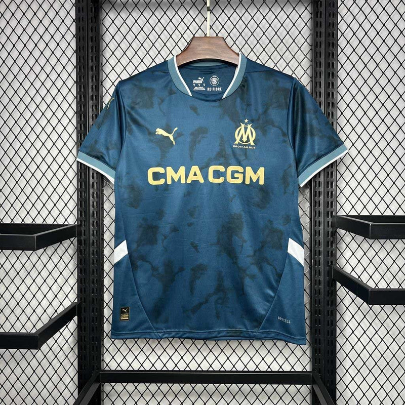 Camisa Olympique Marseille Away 2024/25 - Puma Torcedor Masculina - Azul/Dourada