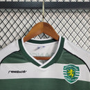 Camisa Manga Longa Sporting Home 2001/02 - Rebook Retrô Masculina - Branca/Verde