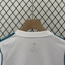 Conjunto Kit Infantil Real Madrid Home 2017/18 - Adidas Retrô - Branca/Azul