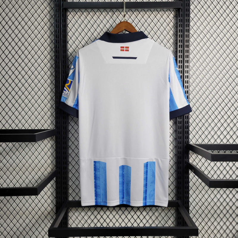 Camisa Real Sociedad Home 2023/24 - Torcedor Masculina - Branca/Azul