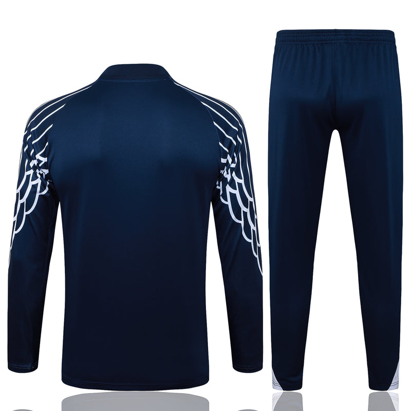 Conjunto Half Ziper PSG 2025/26 - Jordan Jaqueta + Calça - Azul/Branca
