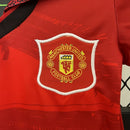 Conjunto Kit Infantil Manchester United Home 1994/96 - Umbro Retrô - Vermelha/Branca