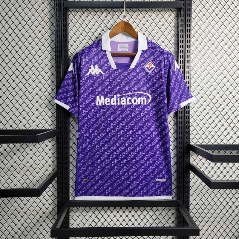 Camisa Fiorentina Home 2023/24 - Kappa Torcedor Masculina - Roxa/Branca