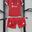 Conjunto Kit Infantil Liverpool Home 2025/26 - Adidas Torcedor - Vermelha/Branca