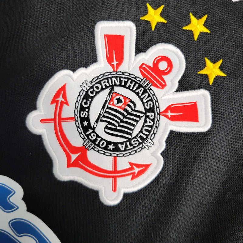 Camisa Corinthians Away 2000/01 - Topper Retrô Masculina - Preta/Branca