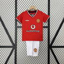 Conjunto Kit Infantil Manchester United Home 2000/01 - Umbro Retrô - Vermelha/Branca