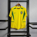 Camisa Pronta Entrega Seleção Brasil Home 2002 - Nike Retrô Masculina - Amarela/Verde + RONALDO N°9 + Frete Grátis