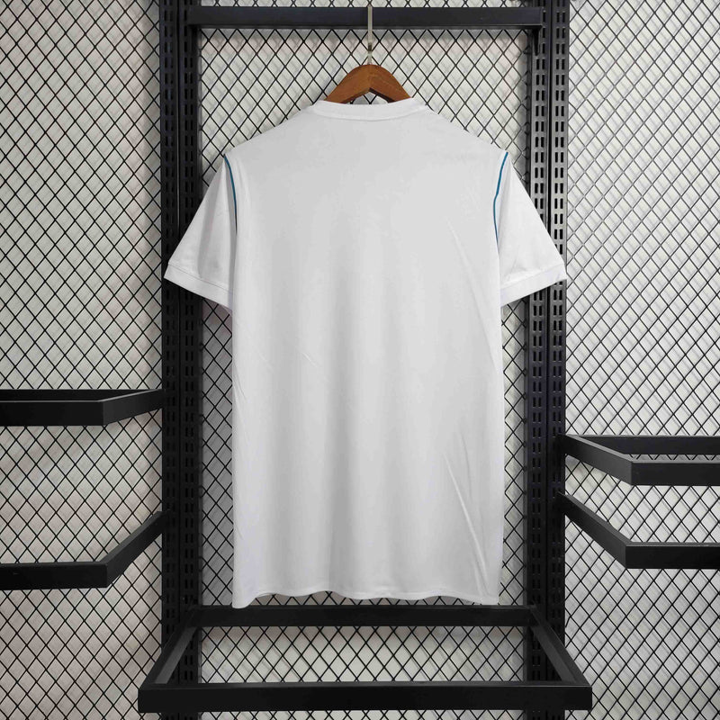 Camisa Pronta Entrega Real Madrid Home 2017/18 - Adidas Retrô Masculina - Branca/Azul + RONALDO N°7 + Frete Grátis