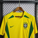 Camisa Pronta Entrega Seleção Brasil Home 2002 - Nike Retrô Masculina - Amarela/Verde + RONALDO N°9 + Frete Grátis