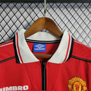 Camisa Pronta Entrega Manchester United Home 1998/99 - Umbro Retrô Masculina - Vermelha/Branca + BECKHAM N°7 + Frete Grátis