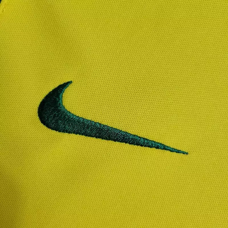 Camisa Pronta Entrega Seleção Brasil Home 2002 - Nike Retrô Masculina - Amarela/Verde + RONALDO N°9 + Frete Grátis