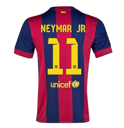 Camisa Pronta Entrega Barcelona Home 2014/15 - Nike Retrô Masculina - Vermelha/Azul + NEYMAR JR N°11 + Frete Grátis