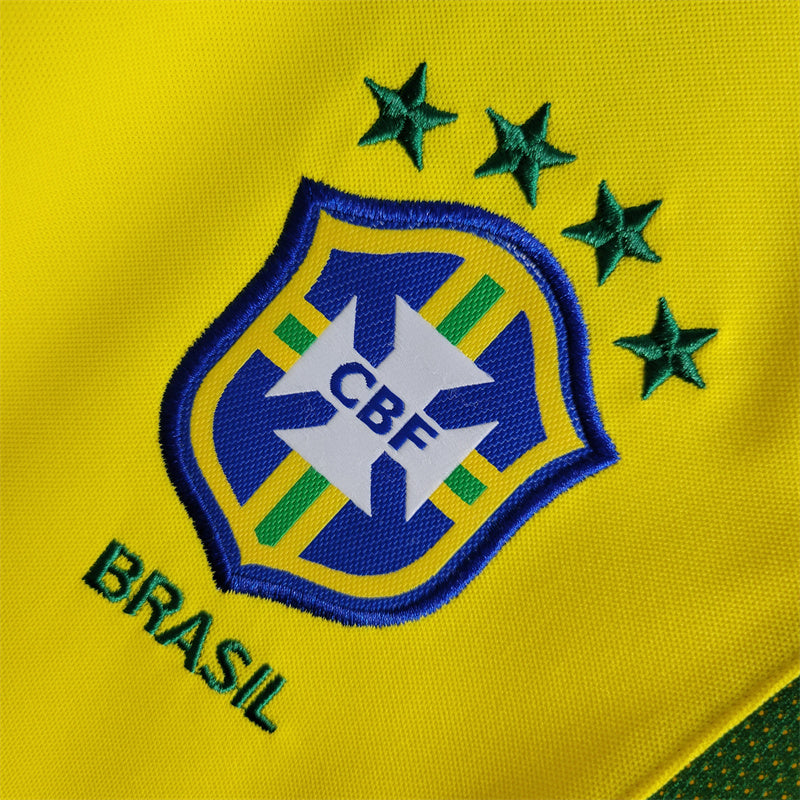 Camisa Pronta Entrega Seleção Brasil Home 2002 - Nike Retrô Masculina - Amarela/Verde + RONALDO N°9 + Frete Grátis