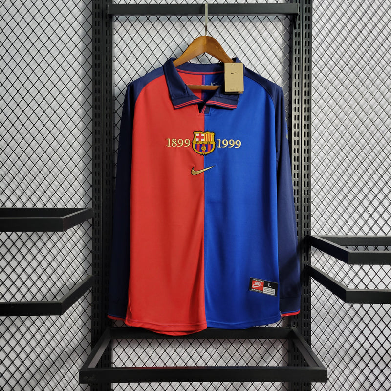 camisa-manga-longa-masculina-barcelona-barca-100-anos-nike-retro-azul-vermelho-vermelha-fcb-messi-neymar-iniesta
