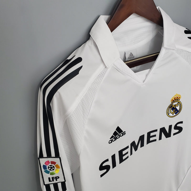 camisa-masculina-manga-longa-real-madrid-madri-home-titular-1-2005-06-adidas-retro-branca-branco-preto-preta-ronaldo-cr7-siemens